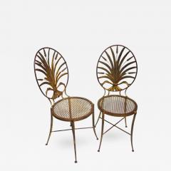 S Salvadori Pair of Italian Gilt Metal Wheat Sheaf Chairs - 450340