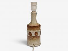 S holm Stent j Dotted Table Lamp Beige Glazed Stoneware Denmark 1960s - 4794382