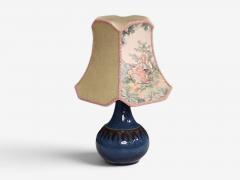S holm Stent j Small Table Lamp Dark Blue Stoneware Denmark 1960s - 4803119