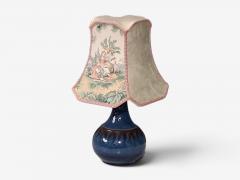 S holm Stent j Small Table Lamp Dark Blue Stoneware Denmark 1960s - 4803125