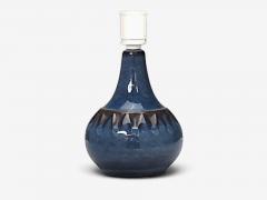 S holm Stent j Small Table Lamp Dark Blue Stoneware Denmark 1960s - 4803126