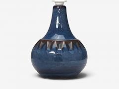 S holm Stent j Small Table Lamp Dark Blue Stoneware Denmark 1960s - 4803128