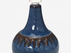 S holm Stent j Small Table Lamp Dark Blue Stoneware Denmark 1960s - 4803133