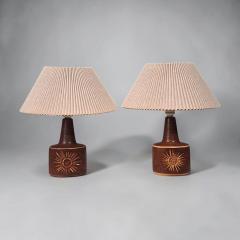 S holm Stent j Sun Table Lamps Brown Glazed Stoneware Denmark 1960s - 4814467