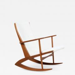 S ren Georg Jensen Georg Jensen Sculpted Teak Boucle Wool Rocking Chair for Kubus M bler - 2337106