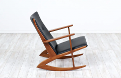 S ren Georg Jensen Georg Jensen Sculpted Teak Leather Rocking Chair for Kubus M bler - 2831824