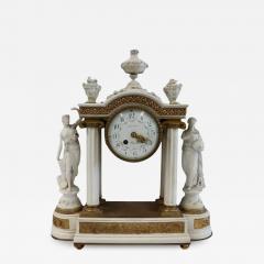 S vres Parian Attr Louis XV French Mantle Clock Parian Bronze 19th Century - 3658405