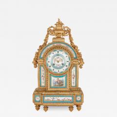 S vres style porcelain and gilt bronze mantel clock - 2256876