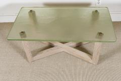 SAINT GOBAIN GLASS AND CERUSED OAK LOW TABLE - 1845404