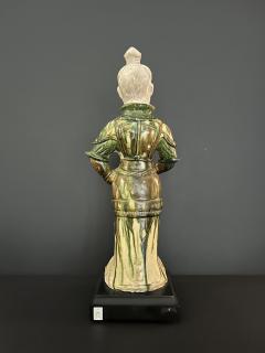 SANCAI GLAZED GUARDIAN FIGURE with breast plates and biscuit head  - 4400133