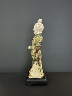 SANCAI GLAZED GUARDIAN FIGURE with breast plates and biscuit head  - 4400134