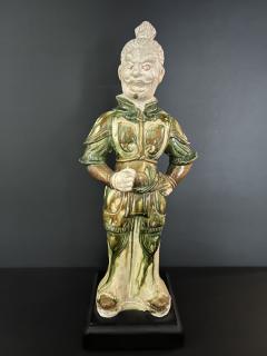 SANCAI GLAZED GUARDIAN FIGURE with breast plates and biscuit head  - 4400135