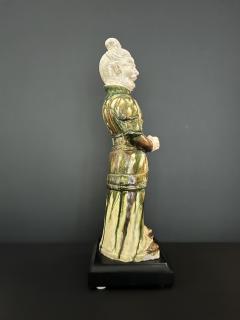 SANCAI GLAZED GUARDIAN FIGURE with breast plates and biscuit head  - 4400136