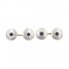 SAPPHIRE CABOCHON CUFFLINKS IN PLATINUM AND 14K GOLD CIRCA 1920 - 2624806