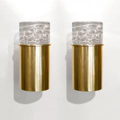 SCANDINAVIAN BRASS SCONCES WITH SOLID CRYSTAL SHADES - 1193097