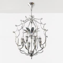 SCANDINAVIAN MODERN 8 LIGHT CHANDELIER IN CHROMED BRASS 1940 - 2663790