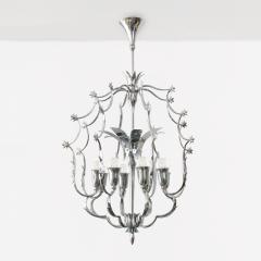 SCANDINAVIAN MODERN 8 LIGHT CHANDELIER IN CHROMED BRASS 1940 - 2663791