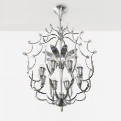 SCANDINAVIAN MODERN 8 LIGHT CHANDELIER IN CHROMED BRASS 1940 - 2663792