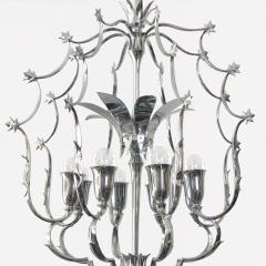 SCANDINAVIAN MODERN 8 LIGHT CHANDELIER IN CHROMED BRASS 1940 - 2663793