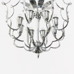 SCANDINAVIAN MODERN 8 LIGHT CHANDELIER IN CHROMED BRASS 1940 - 2663796
