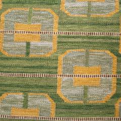 SCANDINAVIAN MODERN FLAT WEAVE RUG IN GREEN AND GOLD WOOL - 744309