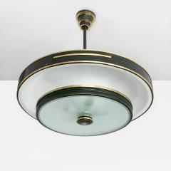 SCANDINAVIAN MODERN PATINATED BRASS DOUBLE SHADE PENDANT - 1270369