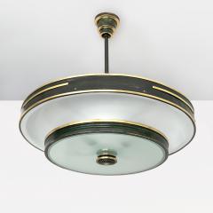SCANDINAVIAN MODERN PATINATED BRASS DOUBLE SHADE PENDANT - 1270374