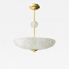 SCANDINAVIAN MODERN POLISHED BRASS PENDANT WITH ICE GLASS SHADE - 3436008