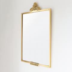SCANDINAVIAN MODERN SWEDISH POLISHED BRASS MIRROR WITH FLOWER CROWN - 4518719