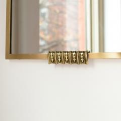 SCANDINAVIAN MODERN SWEDISH POLISHED BRASS MIRROR WITH FLOWER CROWN - 4518721