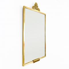 SCANDINAVIAN MODERN SWEDISH POLISHED BRASS MIRROR WITH FLOWER CROWN - 4518723