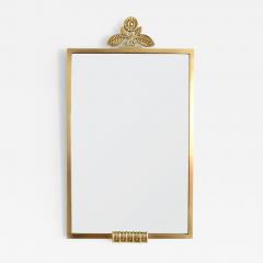 SCANDINAVIAN MODERN SWEDISH POLISHED BRASS MIRROR WITH FLOWER CROWN - 4520588