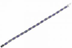 SES Creations Emerald Cut Sapphire and Diamond Tennis Bracelet in Platinum - 3897901