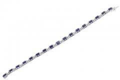 SES Creations Emerald Cut Sapphire and Diamond Tennis Bracelet in Platinum - 3897904