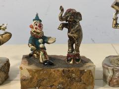 SET OF 26 HIGHLY DETAILED ENAMELED METAL ON ONYX BASES CLOWNS IN ACTIVITY - 3212741