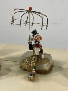 SET OF 26 HIGHLY DETAILED ENAMELED METAL ON ONYX BASES CLOWNS IN ACTIVITY - 3212742