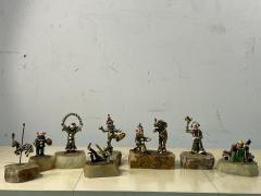 SET OF 26 HIGHLY DETAILED ENAMELED METAL ON ONYX BASES CLOWNS IN ACTIVITY - 3212745