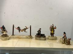 SET OF 26 HIGHLY DETAILED ENAMELED METAL ON ONYX BASES CLOWNS IN ACTIVITY - 3212747