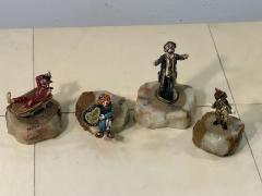 SET OF 26 HIGHLY DETAILED ENAMELED METAL ON ONYX BASES CLOWNS IN ACTIVITY - 3212751