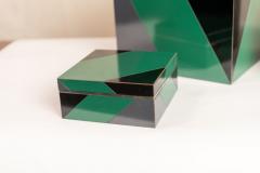 SET OF 3 POLYCHROME AND LAMINATED AN POLISHED NICKEL ART DECO STYLE BOXES - 3022368