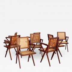 SET OF 8 FRENCH TEAK AND CANED DINING CHAIRS - 1324542