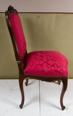 SET OF FOUR LOUIS XV STYLE CRIMSON RED DINNING CHAIRS - 2350878