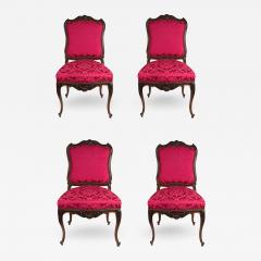 SET OF FOUR LOUIS XV STYLE CRIMSON RED DINNING CHAIRS - 2353610