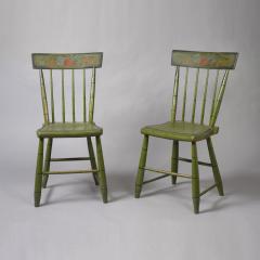 SET OF SIX PLANK SEAT CHAIRS IN APPLE GREEN PAINT - 1351121