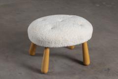 SHEEPSKIN UPHOLSTERED OTTOMAN - 4449631