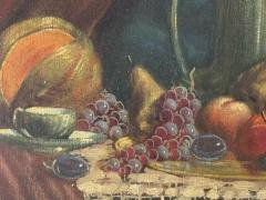 SIGNED 1940S STILL LIFE WITH FRUIT CANTALOPE THEOREM PAINTING - 4649229