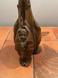 SIGNED FRENCH ART NOUVEAU SCULPTED FLORAL FORM BRONZE LEAF AND FACE VASE - 3354729