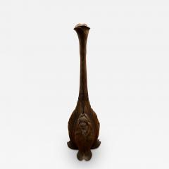 SIGNED FRENCH ART NOUVEAU SCULPTED FLORAL FORM BRONZE LEAF AND FACE VASE - 3360482
