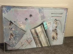 SIGNED LARGE LUCITE CASED POST MODERN ABSTRACT PAINTING ON CANVAS - 3430831