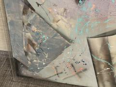SIGNED LARGE LUCITE CASED POST MODERN ABSTRACT PAINTING ON CANVAS - 3430833